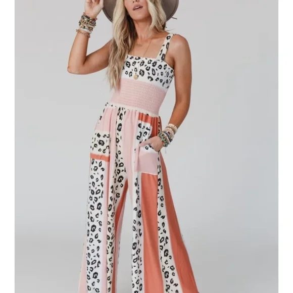 NWOT SERENDIPITY ANIMAL PRINT JUMPSUIT Size L - Picture 1 of 13